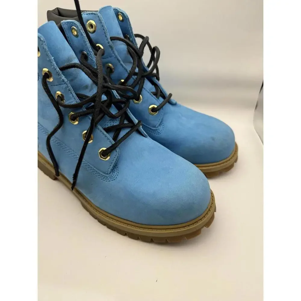 Timberland Classic 6-Inch Premium Waterproof Boots Blue Suede Boys 5.5 - Picture 3 of 14